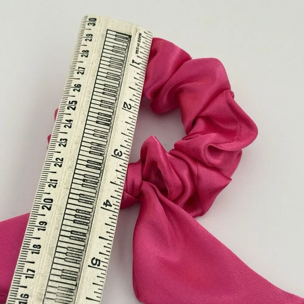 Luxury Hot Pink Satin Bow Scrunchie Handmade – Statement Hair Accessory - Picture 5 of 16